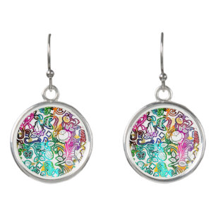 Cute white colorful flowers throw pillow earrings