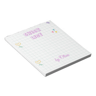 Cute White & Colorful Gingham Pattern Notepad