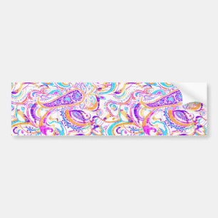 Cute white colorful paisley design bumper sticker