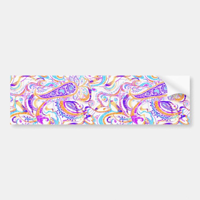 Cute white colorful paisley design bumper sticker (Front)