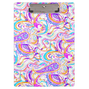 Cute white colorful paisley design clipboard