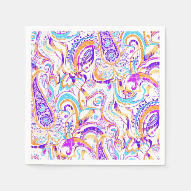 Cute white colorful paisley design napkins (Front)