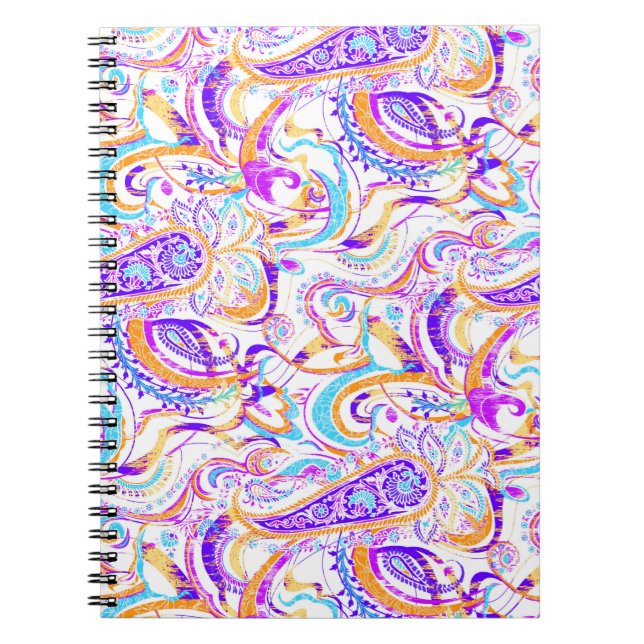 Cute white colorful paisley design notebook (Front)