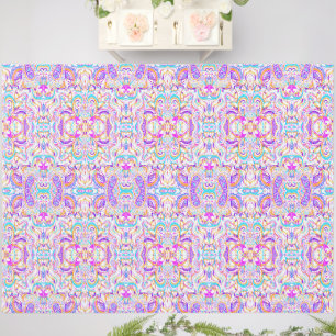 Cute white colorful paisley design outdoor rug