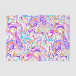 Cute white colorful paisley design tissue paper