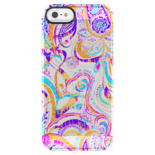 Cute white colorful paisley design clear iPhone SE/5/5s case