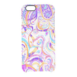 Cute white colorful paisley design clear iPhone 6/6S case