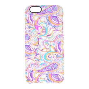 Cute white colorful paisley design clear iPhone 6/6S case