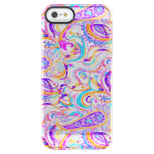 Cute white colorful paisley design clear iPhone SE/5/5s case