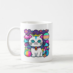 Cute White Cosmic Space Kitty Cat Coffee Mug