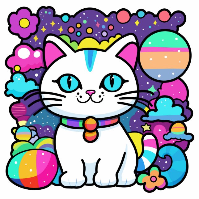 Cute White Cosmic Space Kitty Cat Cutout (Front)