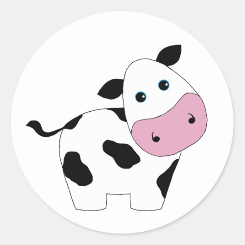 Cute White Cow Classic Round Sticker