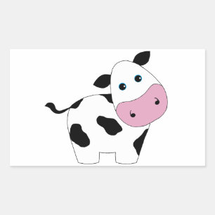 Cute White Cow Rectangular Sticker