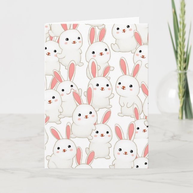 Cute White Creature Pattern Card (Front)