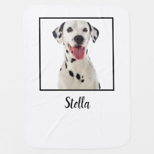 Cute White Custom Dog Photo Baby Blanket