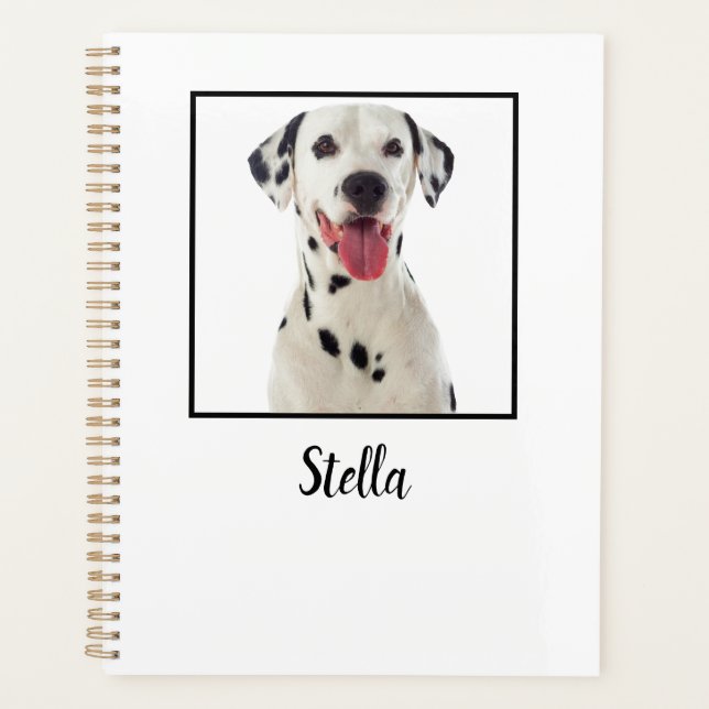 Cute White Custom Dog Photo Planner (Front)