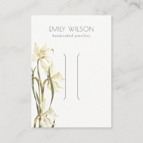 Cute White Daffodil Floral Hair Clip Display Business Card