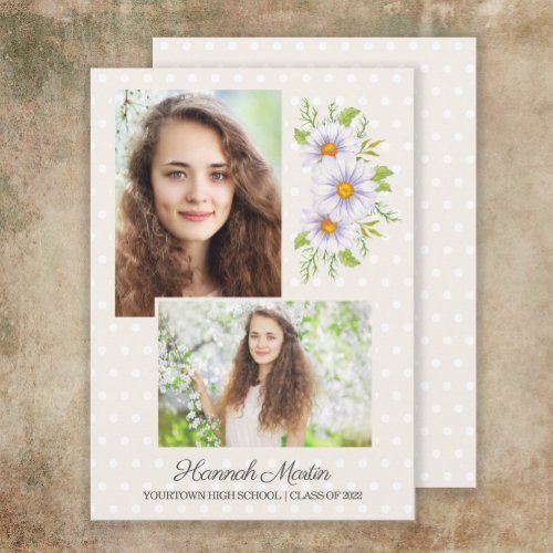 Cute White Daisies Graduation Party Photo Invitation