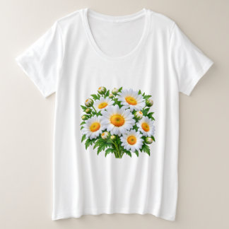 Cute White Daisy Flowers Floral Bouquet Women's T- Plus Size T-Shirt