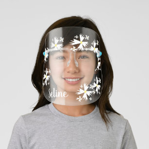 Cute White Daisy Flowers Geometrical Kids' Face Shield