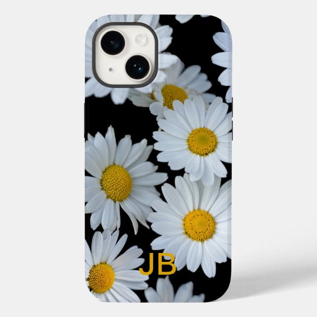 Cute White Daisy Flowers Monogram Case-Mate iPhone Case (Back)
