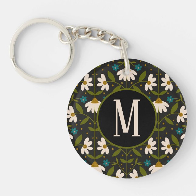 Cute white daisy pattern  keychain (Front)