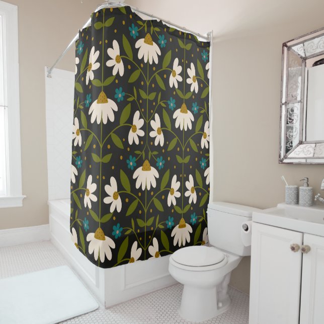 Cute white daisy pattern  shower curtain (In Situ)