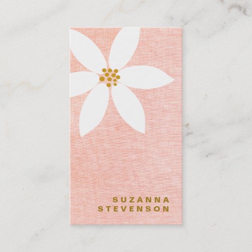 Cute White Daisy Flower Pink Business Card