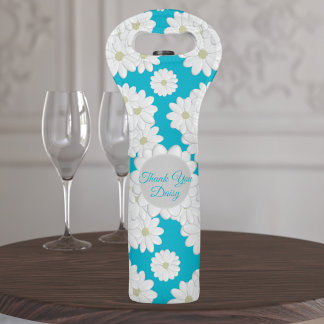 Cute White Daisy Thank You Wine Bag