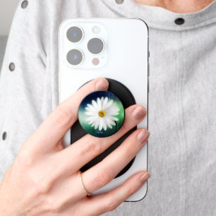Cute White Daisy Wildflower Green Blue Pretty PopSocket