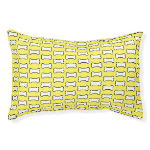 Cute White Dog Bone Pattern on Yellow Pet Bed