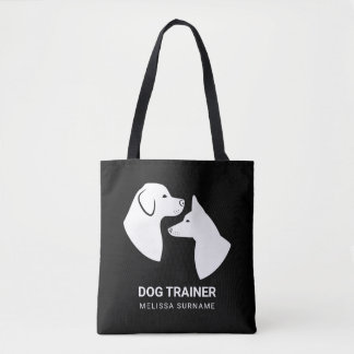 Cute White Dog Head Silhouettes - Dog Trainer Tote Bag