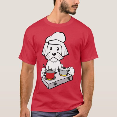Cute white dog is cooking T_Shirt