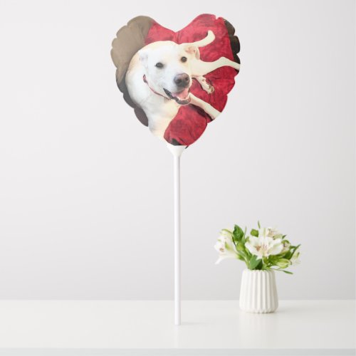 Cute White Dog Smiling Valentines Day Red Balloon