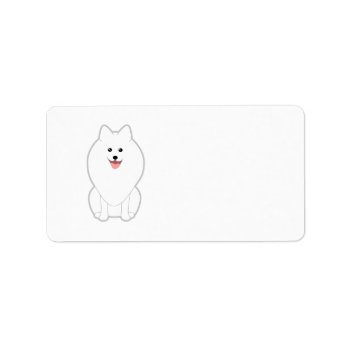 Cute White Dog. Spitz Or Pomeranian. Label by Animal_Art_By_Ali at Zazzle
