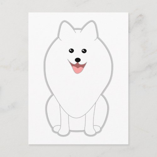 Cute White Dog Spitz or Pomeranian Postcard