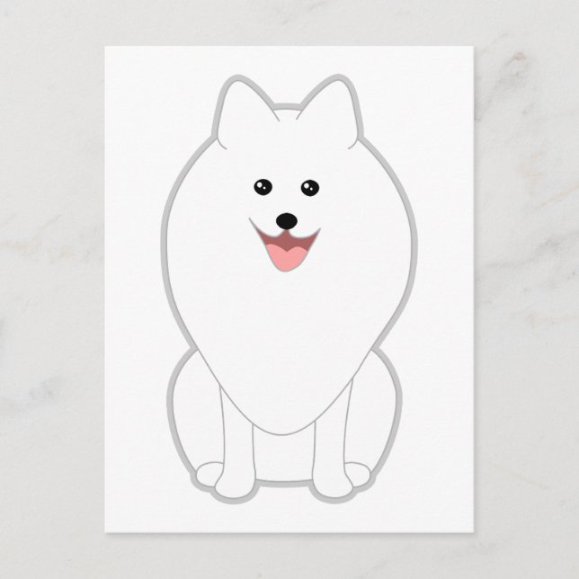 Cute White Dog. Spitz or Pomeranian. Postcard (Front)