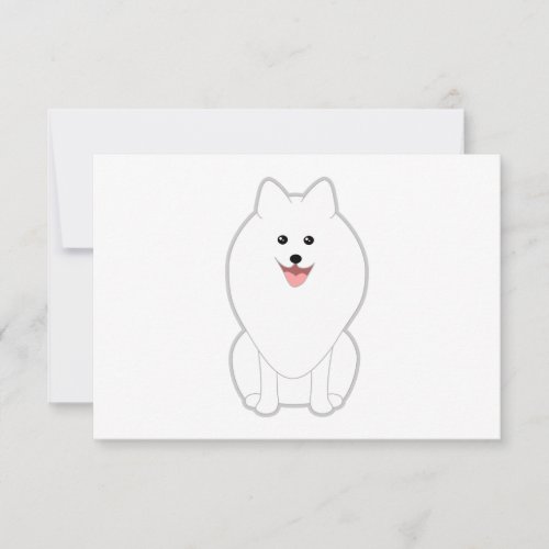 Cute White Dog Spitz or Pomeranian RSVP Card