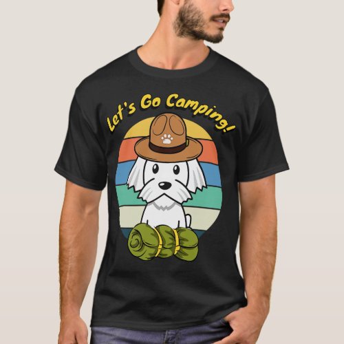 Cute White dog wants to go camping T_Shirt