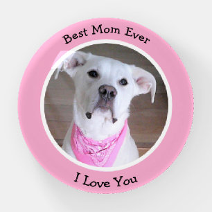 Cute White Dog Wearing Pink Scarf Mom Dome Paperweight