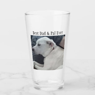 Cute White Dog with Best Dad Pal Ever Glass