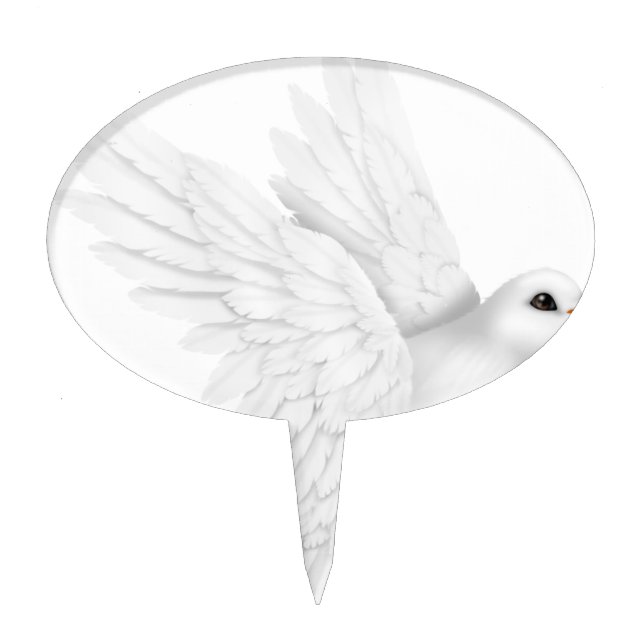 Cute white dove flying cake topper (Front)