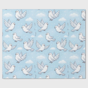 Cute White Dove Seamless Sky Pattern Wrapping Paper