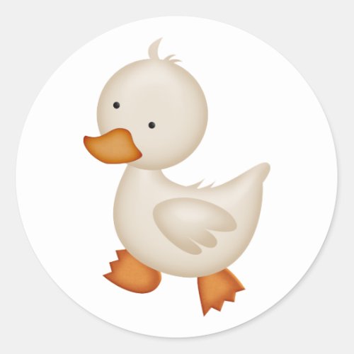 Cute White Duck Classic Round Sticker