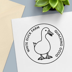 Cute White Duck Farm Funny Custom Text Self-inking Stamp