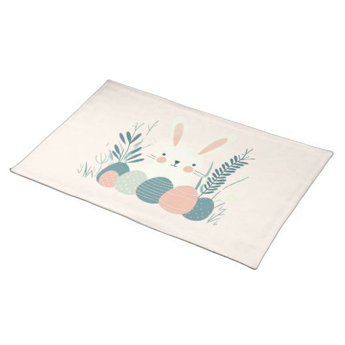 Cute White Easter Bunny Cloth Placemat