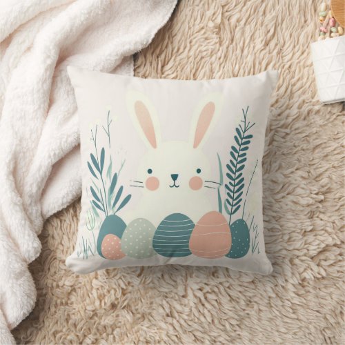 Cute White Easter Bunny Throw Pillow