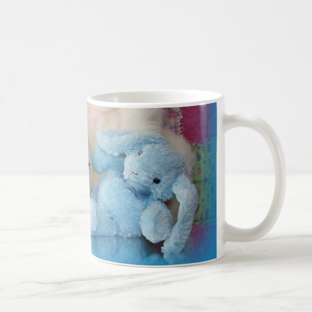 Cute White Easter Puppy Dog & Bunny Friends Coffee Mug (Right)