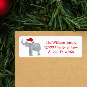 Cute White Elephant Christmas Party Return Address Label