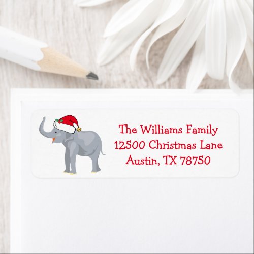 Cute White Elephant Christmas Party Return Address Label